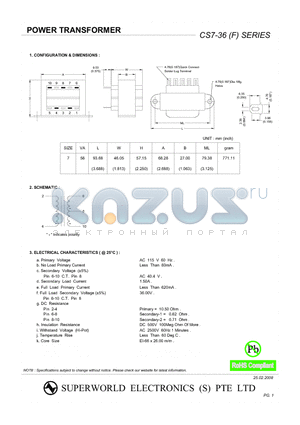 CS7-36 datasheet - POWER TRANSFORMER