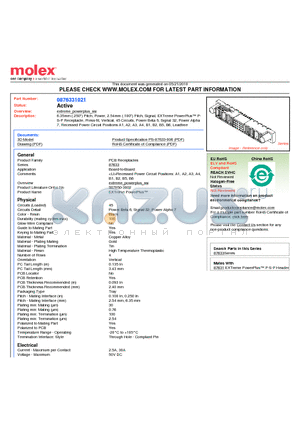 87633-1021 datasheet - 6.35mm (.250) Pitch, Power, 2.54mm (.100) Pitch, Signal, EXTreme PowerPlus PS-P Receptacle, Press-fit, Vertical, 45 Circuits, Power Beta 6, Signal 32