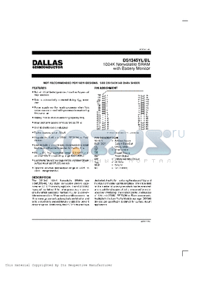 DS1345BL-100-IND datasheet - 1024K Nonvolatile SRAM with Battery Monitor