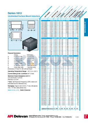 1812-105J datasheet - Unshielded Surface Mount Inductors