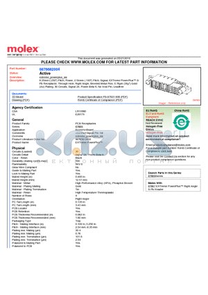 87668-2004 datasheet - 6.35mm (.250) Pitch, Power, 2.54mm (.100) Pitch, Signal, EXTreme PowerPlus SPb Receptacle, Through Hole, Right Angle, Beveled Metal Pins