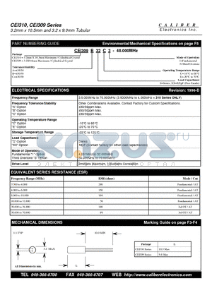 CEI309A32E3 datasheet - 3.2mm x 10.5mm and 3.2 x 9.0mm Tubular