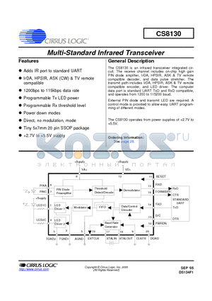 CS8130 datasheet - Multi-Standard Infrared Transceiver