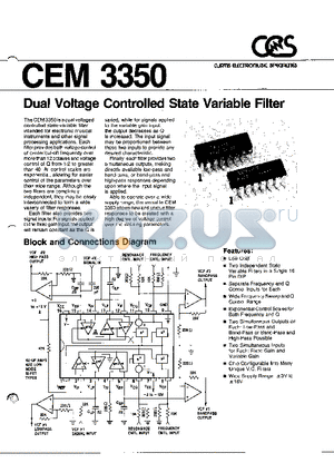 CEM3350 datasheet - Dual Voltage Controlled State Variable Filter
