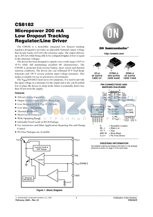 CS8182YDFR8 datasheet - Micropower 200 mA  Low Dropout Tracking Regulator/Line Driver