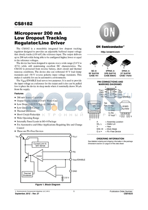 CS8182YDPS5G datasheet - Micropower 200 mA Low Dropout Tracking Regulator/Line Driver