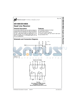 DS1489A datasheet - Quad Line Receiver