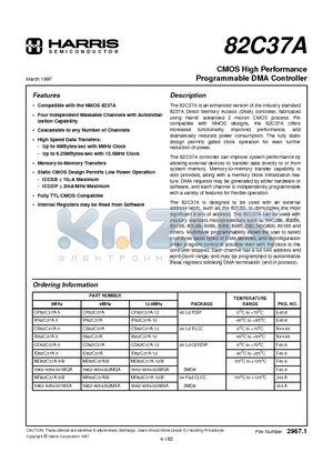 CS82C37A datasheet - CMOS High Performance Programmable DMA Controller