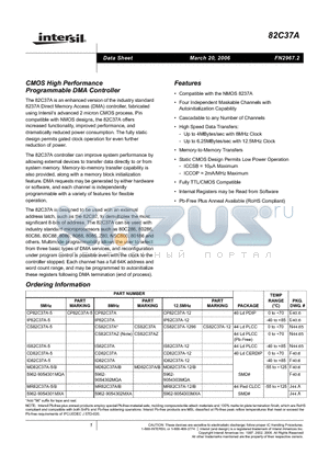 CS82C37A datasheet - CMOS High Performance Programmable DMA Controller