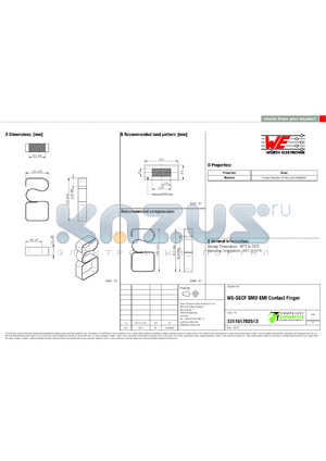 331161702513 datasheet - WE-SECF SMD EMI Contact Finger