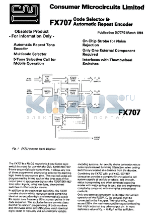 FX707 datasheet - AUTOMATIC REPEAT TONE ENCODER