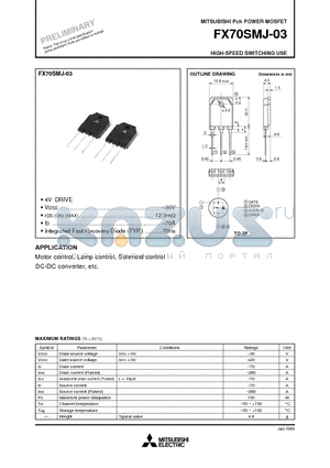 FX70SMJ-03 datasheet - HIGH-SPEED SWITCHING USE