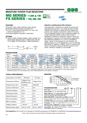 F1S-1002-FT datasheet - MINIATURE POWER FILM RESISTORS