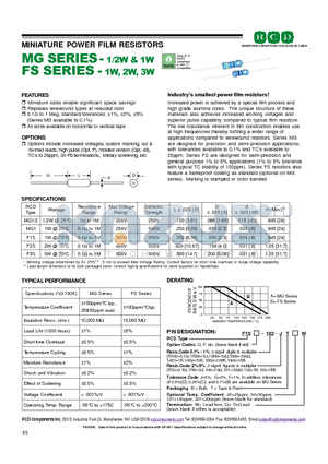 F1S-102-JB datasheet - MINIATURE POWER FILM RESISTORS