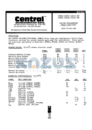 CENU06 datasheet - SILICON COMPLEMENTARY POWER TRANSISTORS