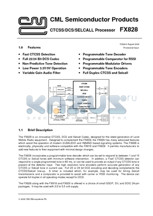 FX828 datasheet - CTCSS/DCS/SELCALL Processor