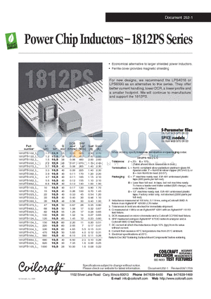 1812PS-472_L datasheet - Power Chip Inductors