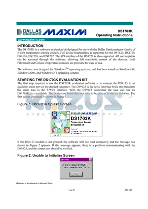 DS1620 datasheet - Operating Instructions