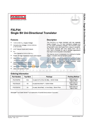 FXLP34FHX_11 datasheet - Single Bit Uni-Directional Translator