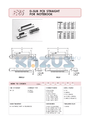 E25-09-F-A-T-BC-1 datasheet - D-SUM PCB STRIGHT FOR NOTEBOOK