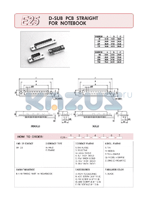 E25-09-F-G-T-BB-1 datasheet - D-SUM PCB STRIGHT FOR NOTEBOOK