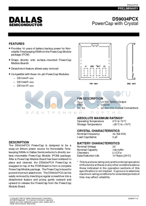 DS1647P datasheet - PowerCap with Crystal