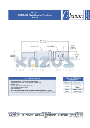 182-014 datasheet - Dummy Terminus