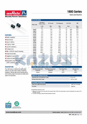 18224C datasheet - Axial Lead Inductors
