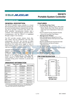 DS1673E-3+ datasheet - Portable System Controller
