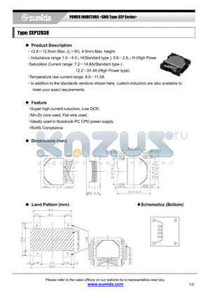 CEP12D38 datasheet - POWER INDUCTORS <SMD Type: CEP Series>