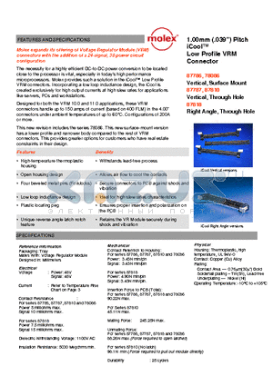 87810-1002 datasheet - Low Profile VRM Connector