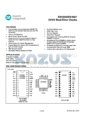 DS1685-5IND_12 datasheet - 3V/5V Real-Time Clocks