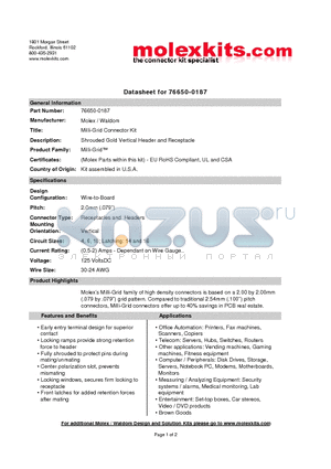 87831-0420 datasheet - Shrouded Gold Vertical Header and Receptacle