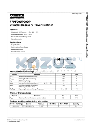 F20UP20DP datasheet - Ultrafast Recovery Power Rectifier