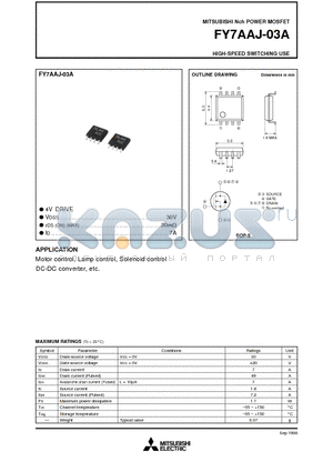 FY7AAJ-03A datasheet - Nch POWER MOSFET HIGH-SPEED SWITCHING USE