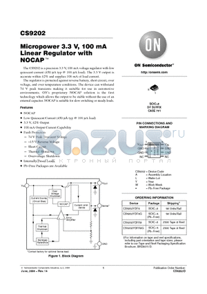 CS9202 datasheet - Micropower 3.3 V, 100 mA Linear Regulator with NOCAP