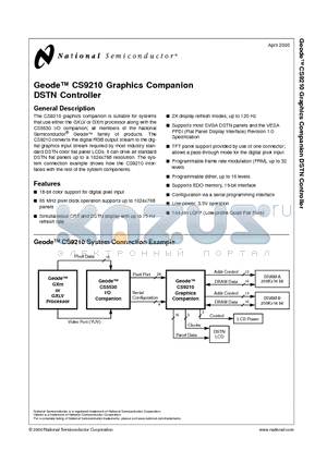 CS9210 datasheet - Geode CS9210 Graphics Companion DSTN Controller