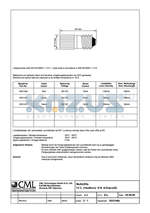 18331451 datasheet - MultiLEDs T31/4 (10x28mm) E10 8-Chip-LED