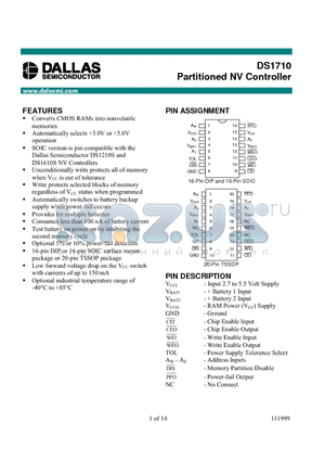 DS1710 datasheet - Partitioned NV Controller