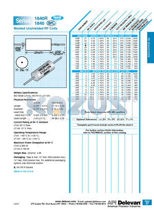 1840-02M datasheet - Molded Unshielded RF Coils