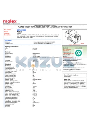 87832-1009 datasheet - 2.00mm (.079) Pitch Milli-Grid Header, Surface Mount, Vertical, Shrouded, Leadfree 10 Circuits, 0.76lm (30l) Gold (Au) Plating, with Locking Window