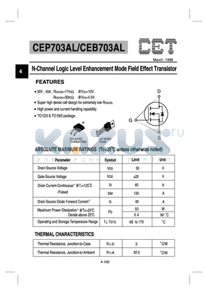 CEP703AL datasheet - N-Channel Logic Level Enhancement Mode Field Effect Transistor