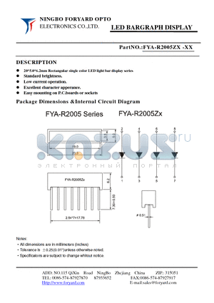 FYA-R2005ZX-0 datasheet - LED BARGRAPH DISPLAY