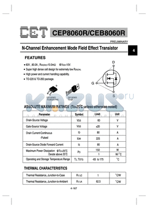 CEP8060R datasheet - N-Channel Enhancement Mode Field Effect Transistor