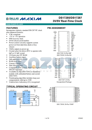 DS17287 datasheet - 3V/5V Real-Time Clock