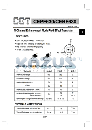 CEPF630 datasheet - N-Channel Enhancement Mode Field Effect Transistor