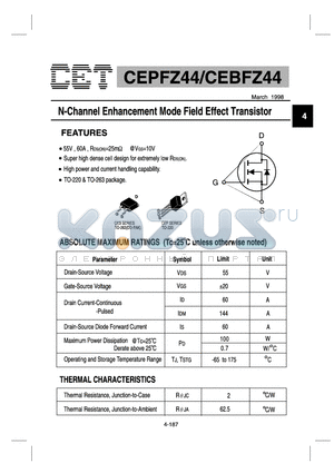 CEPFZ44 datasheet - N-Channel Enhancement Mode Field Effect Transistor