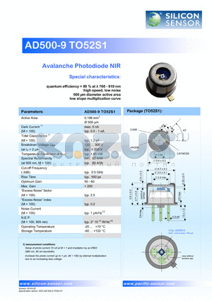 AD500-9 datasheet - Avalanche Photodiode NIR