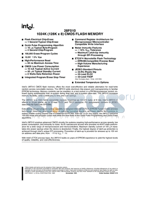 F28F010-65 datasheet - 1024K (128K x 8) CMOS FLASH MEMORY