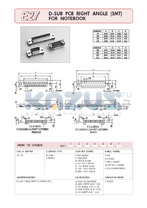 E27-25-F-G-P-B-C-1 datasheet - D-SUM PCB RIGHT ANGLE (SMT) FOR NOTEBOOK